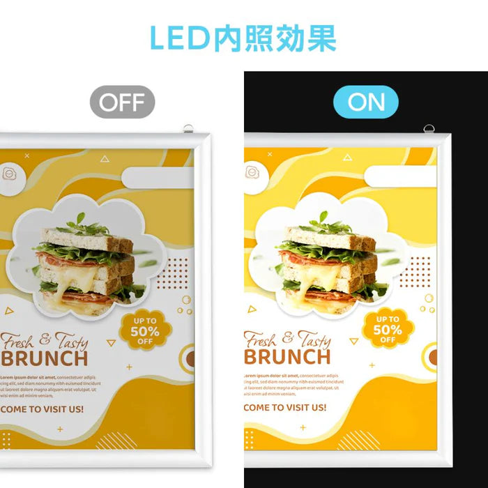 LEDポスターパネル A1サイズ 屋内用 四辺開閉式 薄型 W602×H853mm ポスターフレーム LEDパネル シルバー ipg30-a1