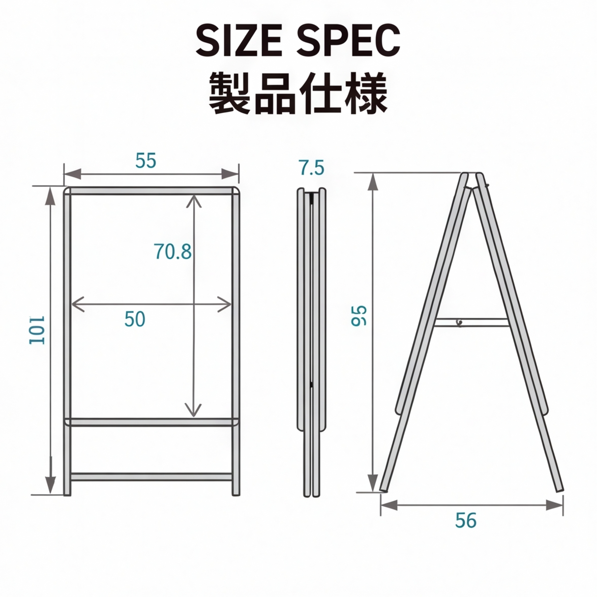 A型スタンド看板 激安コスパタイプ B2 両面  シルバー/ブラック/木目3色JC-B2-D