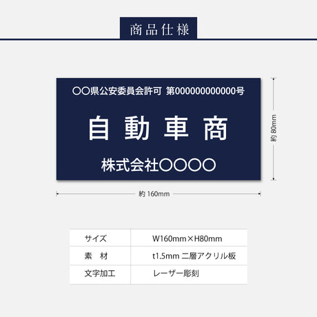 古物商 プレート W160mm×H80mm 許可証 穴あけ スタンド マグネット 両面テープ 質屋 金属くず商 kbt-01