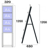 カードケーススタンド看板 A4横4 片面 シルバー kdks-a4y4kh