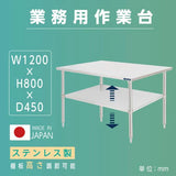 日本製 ステンレス置き棚 二段棚 W1200×D450×H800mm 業務用 キッチンラック 作業台棚 カウンターラック kot2ba-12045