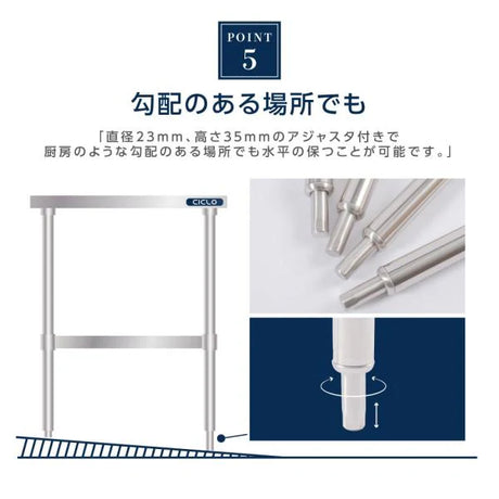 日本製 ステンレス製 コンロ台 業務用 2段棚 奥行450×高さ650mm 低タイプ 作業台 置棚 キッチンラック kot2ba650