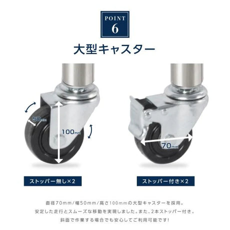 日本製 ステンレス作業台 キャスター付き W750×D450×H800mm 調理台 業務用 キッチン作業台 移動式 kot2ca-7545