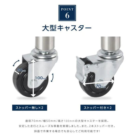 日本製 ステンレス コンロ台 キャスター付き W×D450×H650mm 業務用 作業台 二段棚 移動式 キッチンラック kot2ca650