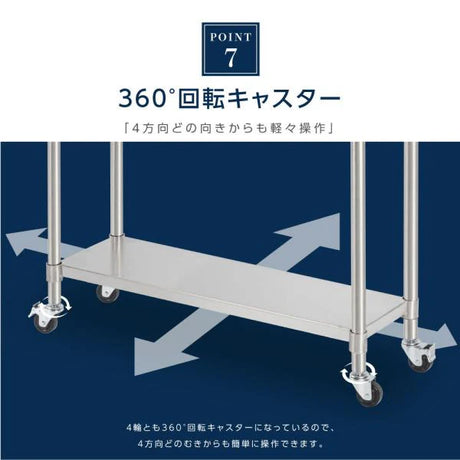 日本製 ステンレス コンロ台 キャスター付き W×D450×H650mm 業務用 作業台 二段棚 移動式 キッチンラック kot2ca650