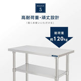 日本製 ステンレス製 コンロ台 業務用 キャスター付き 2段 奥行600×高さ650mm 作業台棚 キッチンラック kot2ca650