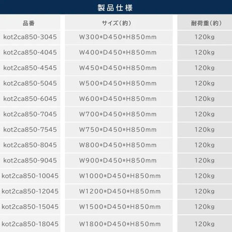 日本製 ステンレス作業台 業務用 2段 キャスター付き 奥行450×高さ850mm 収納棚 キッチンラック 作業台棚 kot2ca850