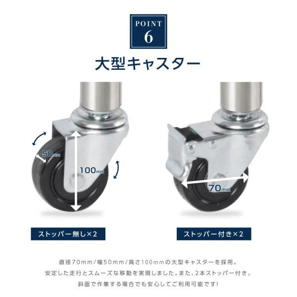 日本製 ステンレス製 業務用 キャスター付き 3段棚 W600×H800mm キッチンラック 作業台棚 ステンレス棚 カウンターラック 厨房収納 kot3ca