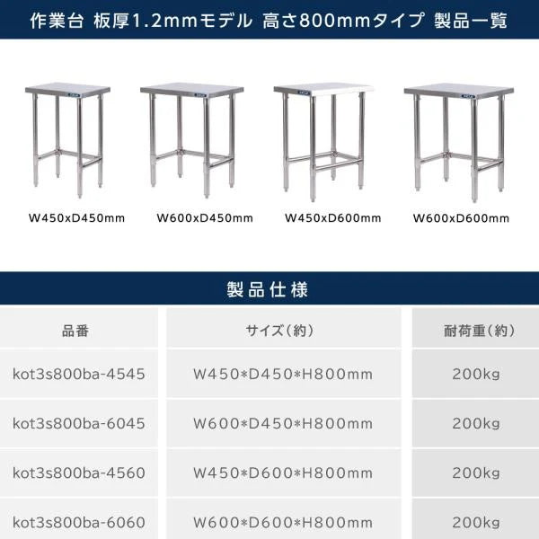 日本製 ステンレス コンロ台 三方枠 業務用 2段 キャスター付き 高さ800mm 作業台棚 キッチンラック kot3s800ca