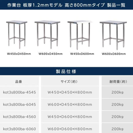 日本製 ステンレス製 コンロ台 業務用 二段棚 高さ800mm 三方枠 作業台 置棚 キッチンラック カウンターラック kot3s800ba