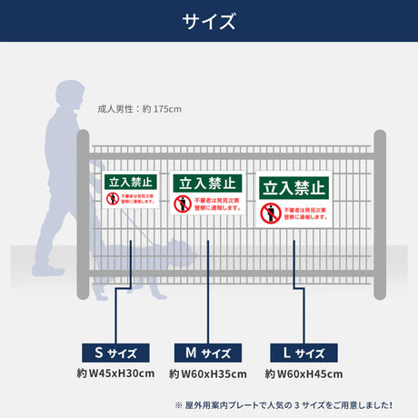 【立入禁止】案内看板 サイズ選択可 横型 屋外対応 注意喚起 標識 オーダー プレート看板 店舗用サイン ks-05