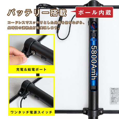 光るプラカード看板 LED手持ち看板 充電式 A3 A4 片面 4000lux 高輝度 コードレス パネル看板 案内 イベント 集客 飲食店 展示会 強化ガラス led-hs-a