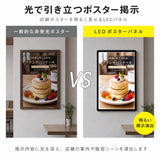 LEDポスターパネル 60×90cm 超薄型9mm 壁掛け 高輝度5000lux 縦横設置 光るポスターフレーム ライトパネル 店舗 看板 電飾 メニューボード led-pu-6090
