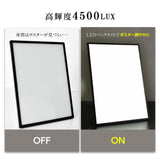 LEDポスターパネル 屋内用 A3 薄型 スライド式 シルバー/ブラック W312×H427mm ポスターフレーム LEDパネル led-pu-a3