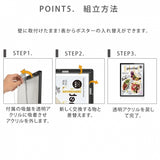 室内仕様LEDポスターパネル W457xH632mm 薄型 磁石式 ブラック 壁掛け mgl-15r-bk