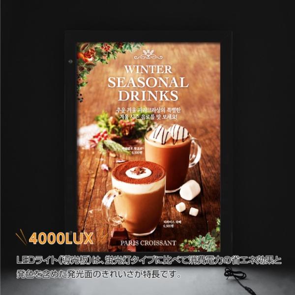 LEDポスターパネル 屋外用 B1 角形 防犯鍵付き式 シルバー/ブラック W815×H1117mm ポスターフレーム LEDパネル okh49-b1