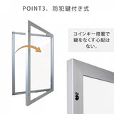 室外防水LEDポスターパネル W815mmxH1117mm 防犯鍵付き シルバー B1 壁付 okh49-b1-sv