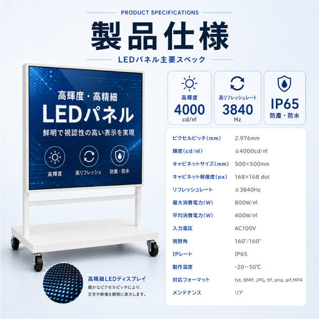 LEDビジョンスタンド看板 自立型 片面 屋外用 USBメモリー 高輝度 防水仕様 ULS-0505-S