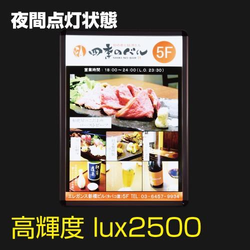 LEDポスターパネル 屋外用 A1 四辺開閉式 シルバー W640×H885mm ポスターフレーム LEDパネル pgled-a1