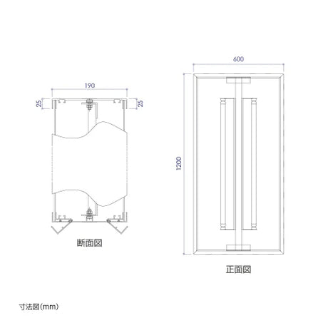 LED内照式袖看板 角型 W600mm×H1200mm 両面仕様 アルミ枠 アクリル面板 シルバー/ブラック SD190-600-1200