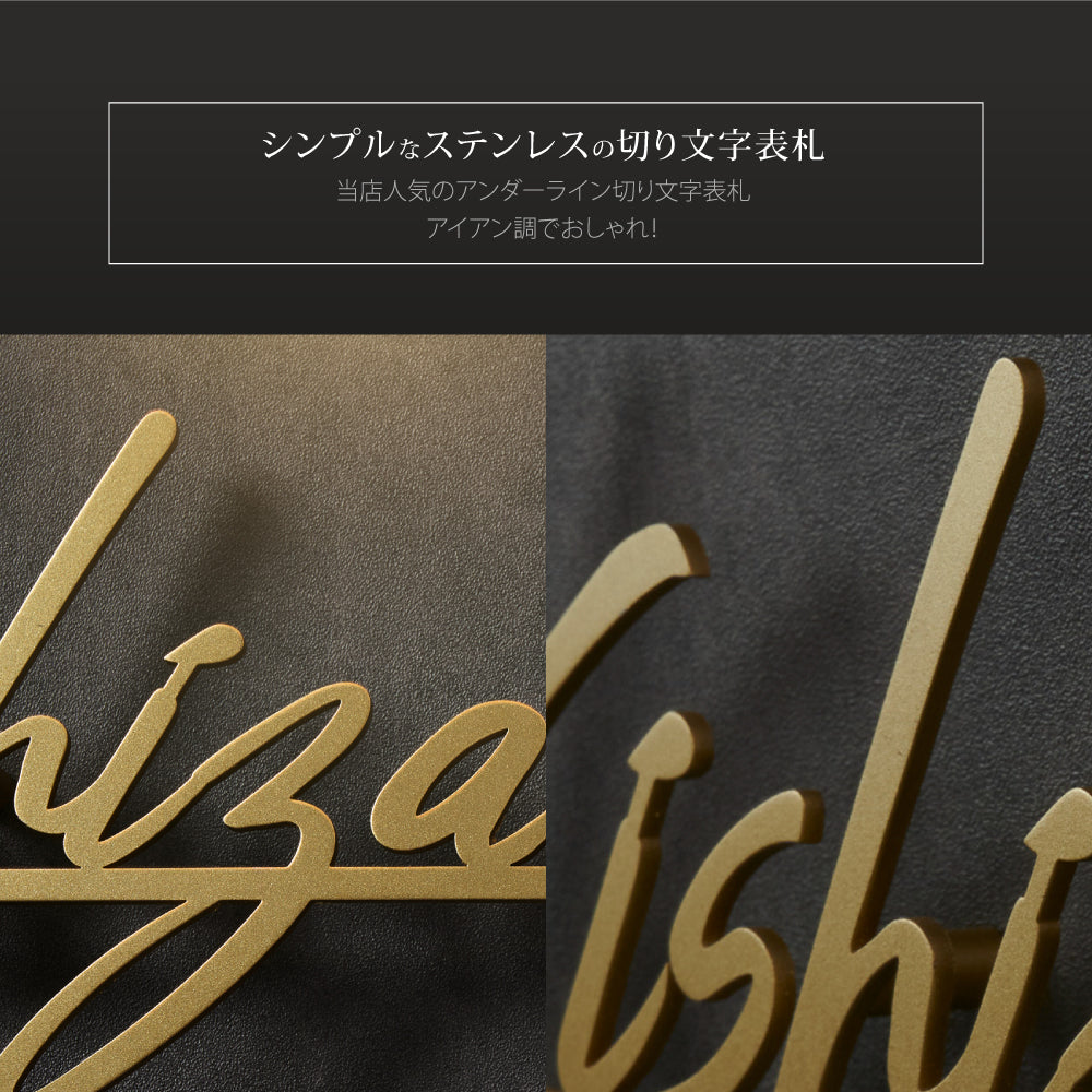 表札 ステンレス 英数字 店舗看板 DIY 戸建て オーダーメイド 切り文字 ゴールド 門柱 玄関 かっこいい おしゃれ かわいい 小さいサイズ DIY ルームナンバー 番地 筆記体 手書き風 住所だけ sh-s0002