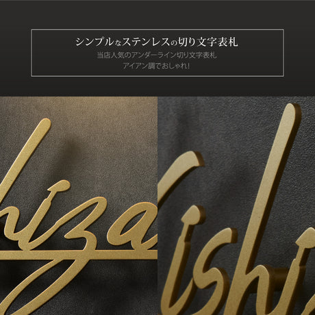 表札 ステンレス 英数字 店舗看板 DIY 戸建て オーダーメイド 切り文字 ゴールド 門柱 玄関 かっこいい おしゃれ かわいい 小さいサイズ DIY ルームナンバー 番地 筆記体 手書き風 住所だけ sh-s0002