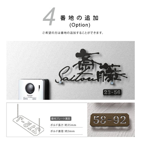 表札 ステンレス 戸建て 玄関 漢字+ローマ字 切り文字 ゴールド 門柱 玄関 かっこいい おしゃれ かわいい 小さいサイズ DIY ルームナンバー 番地 筆記体 手書き風 住所だけ sh-s0004