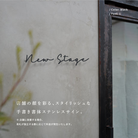 表札 ステンレス 戸建て 一戸建て用 店名 salon 2世帯 アイアン切り文字 おしゃれ オシャレ サイズオーダー 新築祝い sh-s0005
