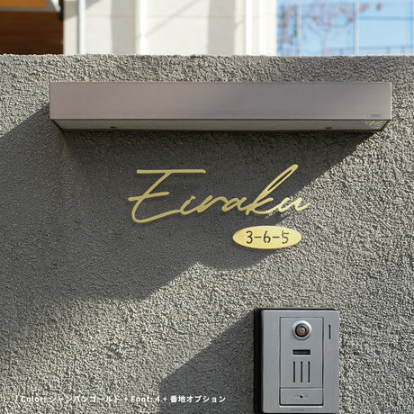 表札 ステンレス 英数字 店舗看板 DIY 戸建ておしゃれ 切り文字 ゴールド 門柱 玄関 かっこいい おしゃれ かわいい 小さいサイズ DIY ルームナンバー 番地 筆記体 手書き風 住所だけ sh-s0015