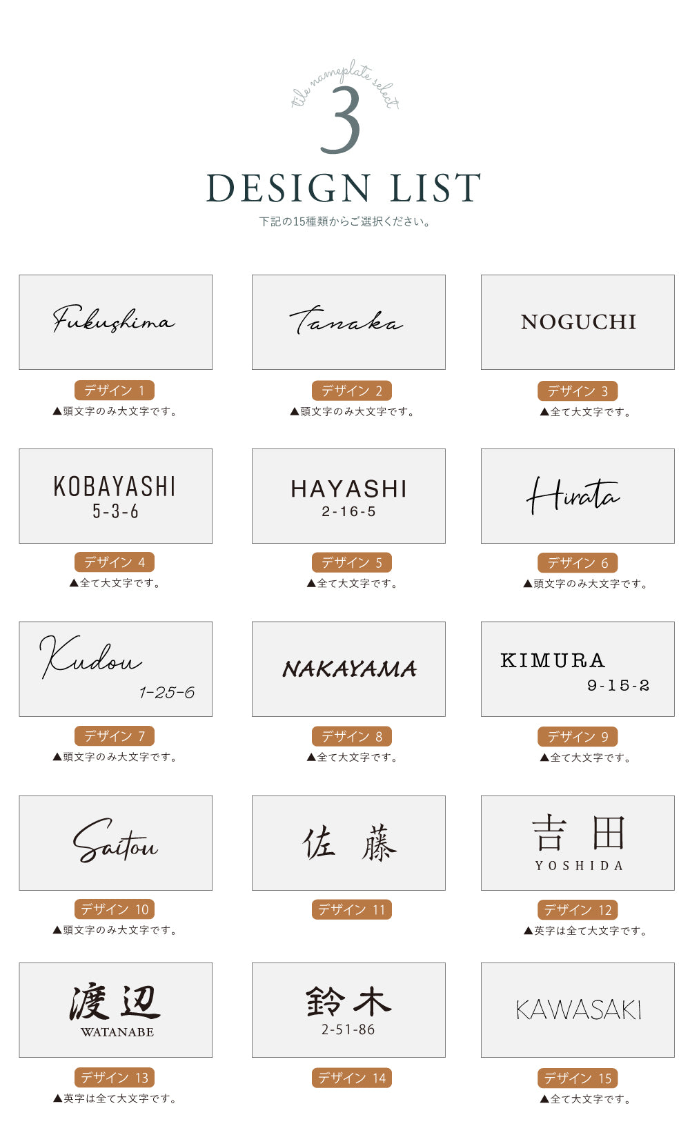 表札 タイル 約W144mm×H69mm 厚さ約7mm 住所 番地 ポスト ローマ字 門札 門柱 玄関 屋外 sh-t0009 (コピー)