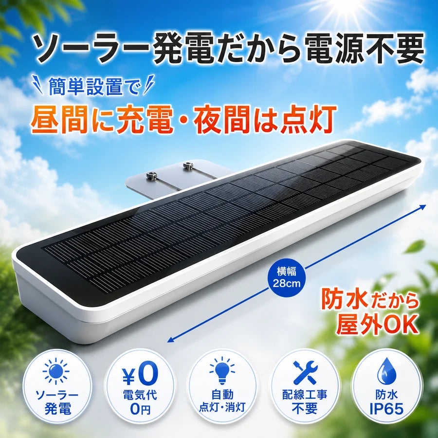 [2点セット]屋外防水仕様 ソーラーライト 看板 28CM  看板スポットライト  看板ライトアップ ソーラー充電 夜間自動点灯 SSL-284