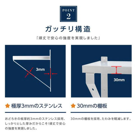 日本製 ステンレス製 業務用 キッチン平棚 W900×D300mm 上下取付対応 吊り棚 吊り平棚 壁面収納 壁棚 壁掛け 厨房棚 skk-003-9030