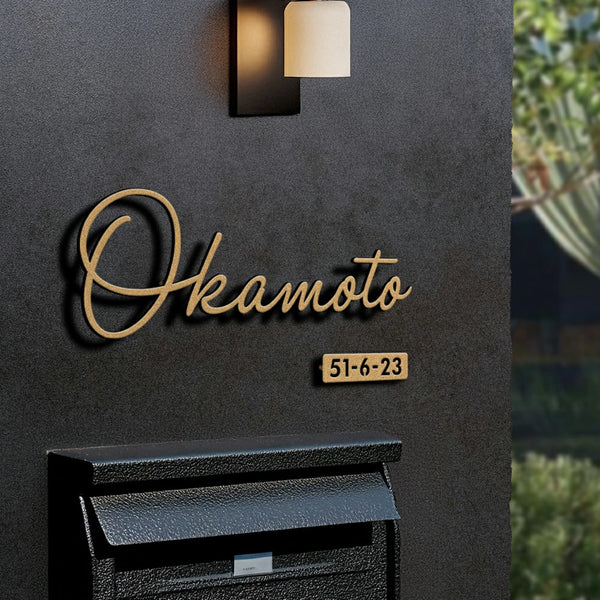 日本製 ステンレス・アイアン切り文字表札 オーダーメイド・番地入りローマ字 sus-03