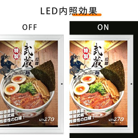 LEDポスターパネル A1サイズ 屋内対応 防犯鍵付き 薄型 W694×H941mm ポスターフレーム LEDパネル シルバー T003-3-A1
