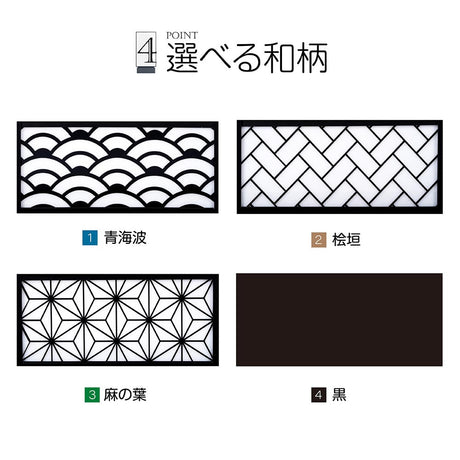 電飾スタンド看板 和風 印刷シート貼込タイプ 両面表示 高さ140cm 青海波/麻の葉/桧垣/黒 ts-wf-02-m