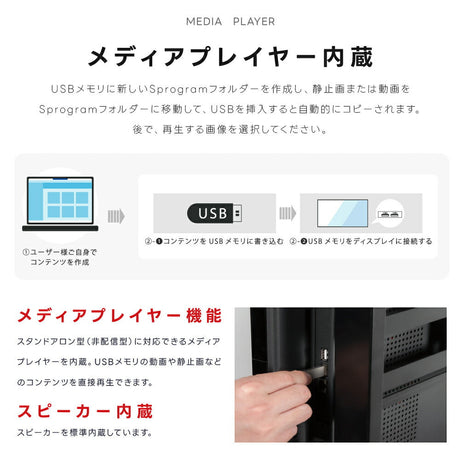55インチ デジタルサイネージ 2500cd高輝度 電子看板 店舗用サイネージディスプレイ TV-G55-ID