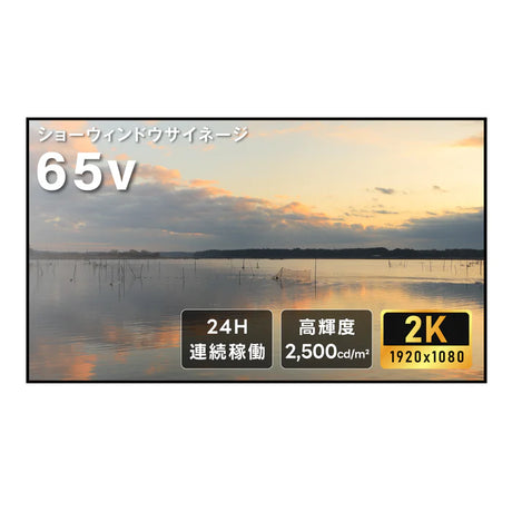 屋内仕様 2500cd高輝度 デジタルサイネージ 65インチ 電子看板 店舗用サイネージディスプレイ TV-G65-ID