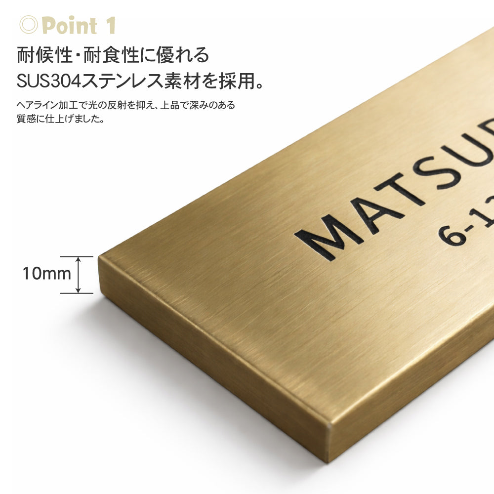 表札 ステンレス SUS表札 サイズ選べる 彫刻 戸建て プレート セミオーダー 機能門柱 玄関 新築 二世帯 番地 筆記体 モダン 北欧 洋風 和風 文字 スタイリッシュ シンプル デザイン コンパクト アルファベット 長方形メイド 屋外 番地 tz-21