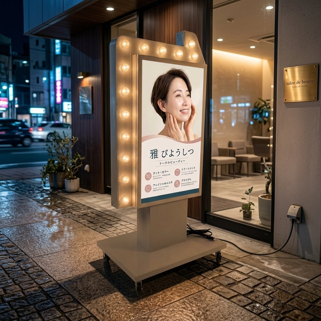 LED矢印点滅電飾看板 電飾スタンド看板 両面表示 高さ1500mm 看板 店舗