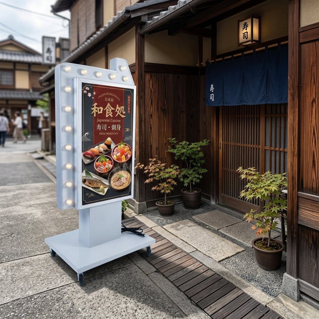 LED矢印点滅電飾看板 電飾スタンド看板 両面表示 高さ1500mm 看板 店舗
