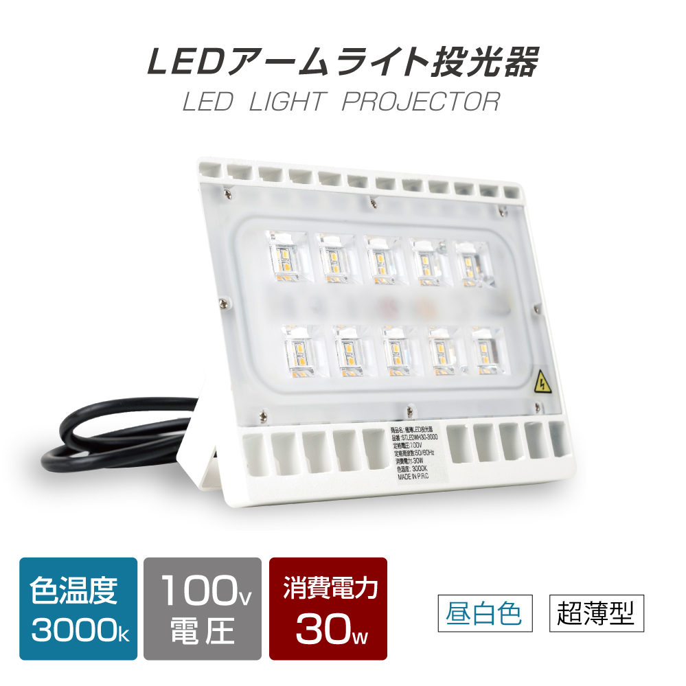 サインスター] / 1月中旬予約販売 LED 投光器 昼白色 3000K 30W 100v